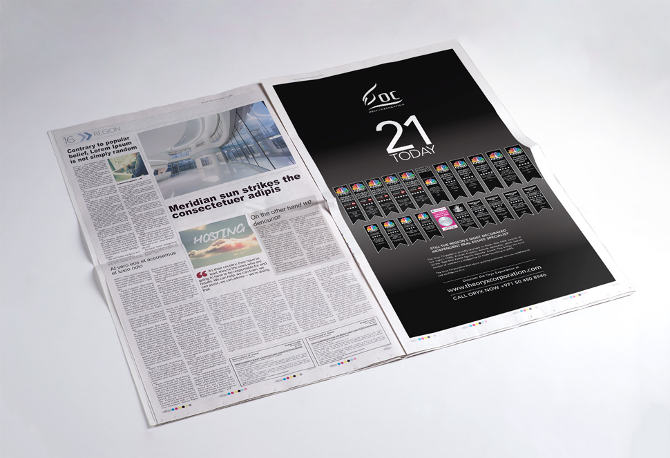 Oryx Real Estate - 21 Awards Celebration print ad